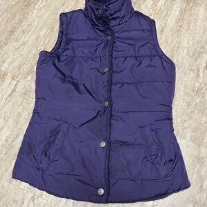 Eggplant Puffer Snap Vest Womens XS